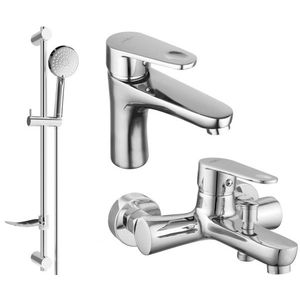 MEXEN/S Kama DF75 Set umyvadlové a vanové baterie s příslušenstvím, chrom 72503DF75-00 obraz