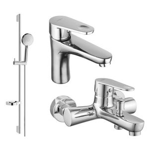 MEXEN/S Kama DS75 Set umyvadlové a vanové baterie s příslušenstvím, chrom 72503DS75-00 obraz