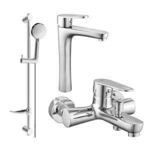 MEXEN/S Kama DF75 Set umyvadlové a vanové baterie s příslušenstvím, chrom 72513DF75-00 obraz