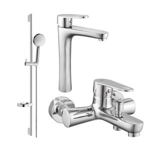 MEXEN/S Kama DS75 Set umyvadlové a vanové baterie s příslušenstvím, chrom 72513DS75-00 obraz