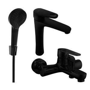 MEXEN/S Kama R05 Set umyvadlové a vanové baterie s příslušenstvím, černá 72513R05-70 obraz