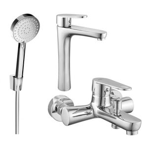 MEXEN/S Kama R75 Set umyvadlové a vanové baterie s příslušenstvím, chrom 72513R75-00 obraz