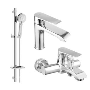 MEXEN/S Pecos DQ40 Set umyvadlové a vanové baterie s příslušenstvím, chrom 72703DQ40-00 obraz