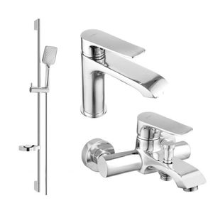 MEXEN/S Pecos DS62 Set umyvadlové a vanové baterie s příslušenstvím, chrom 72703DS62-00 obraz