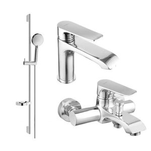 MEXEN/S Pecos DS75 Set umyvadlové a vanové baterie s příslušenstvím, chrom 72703DS75-00 obraz