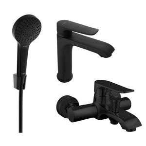 MEXEN/S Pecos R05 Set umyvadlové a vanové baterie s příslušenstvím, černá 72703R05-70 obraz