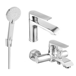 MEXEN/S Pecos R40 Set umyvadlové a vanové baterie s příslušenstvím, chrom 72703R40-00 obraz