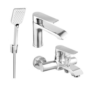 MEXEN/S Pecos R62 Set umyvadlové a vanové baterie s příslušenstvím, chrom 72703R62-00 obraz