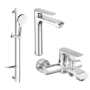 MEXEN/S Pecos DF05 Set umyvadlové a vanové baterie s příslušenstvím, chrom 72713DF05-00 obraz
