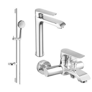 MEXEN/S Pecos DS75 Set umyvadlové a vanové baterie s příslušenstvím, chrom 72713DS75-00 obraz