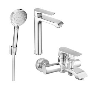 MEXEN/S Pecos R75 Set umyvadlové a vanové baterie s příslušenstvím, chrom 72713R75-00 obraz