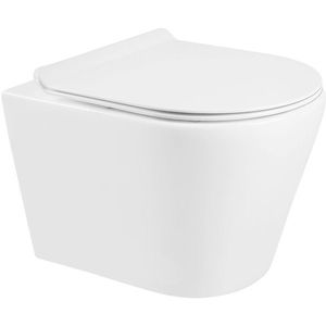 MEXEN/S Rico Závěsná WC mísa Rimless včetně sedátka s slow-slim, Duroplast, bílá 30720100 obraz