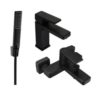MEXEN/S Mino R72 SET umyvadlová baterie + vanové s příslušenstvím, černá 72403R72-70 obraz