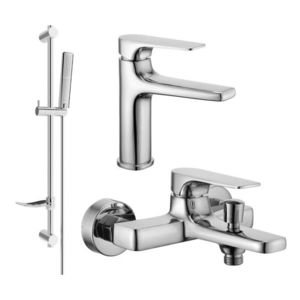 MEXEN/S Lynx DF72 Set umyvadlové a vanové baterie s příslušenstvím, chrom 745903DF72-00 obraz