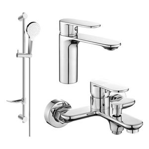 MEXEN/S Milo DF05 SET umyvadlová a vanová baterie s příslušenstvím, chrom 71303DF05-00 obraz