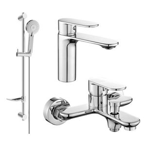 MEXEN/S Milo DF40 SET umyvadlová a vanová baterie s příslušenstvím, chrom 71303DF40-00 obraz