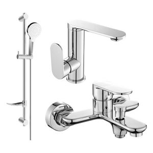 MEXEN/S Milo DF05 SET umyvadlová baterie + vanová s příslušenstvím, chrom 713053DF05-00 obraz