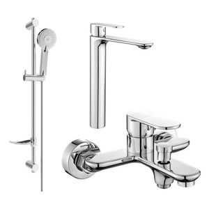 MEXEN/S Milo DF40 SET umyvadlová baterie + vanová s příslušenstvím, chrom 71313DF40-00 obraz
