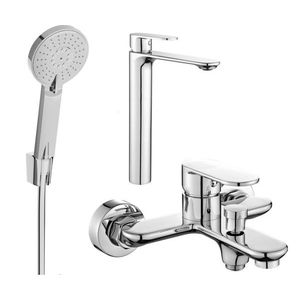 MEXEN/S Milo R40 SET umyvadlová baterie + vanová s příslušenstvím, chrom 71313R40-00 obraz