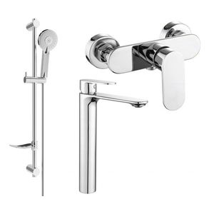 MEXEN/S Milo DF40 SET umyvadlová baterie + sprchová s příslušenstvím, chrom 71314DF40-00 obraz