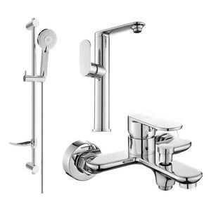 MEXEN/S Milo DF40 SET umyvadlová baterie + vanová s příslušenstvím, chrom 713153DF40-00 obraz
