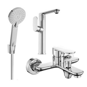 MEXEN/S Milo R40 SET umyvadlová baterie + vanová s příslušenstvím, chrom 713153R40-00 obraz