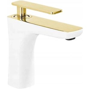 MEXEN Indus umyvadlová baterie, bílá/zlatá 744600-25 obraz