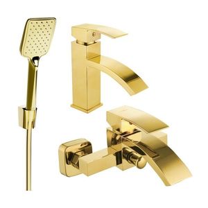MEXEN/S Libra R62 Set umyvadlové a vanové baterie s příslušenstvím, zlato 745103R62-50 obraz