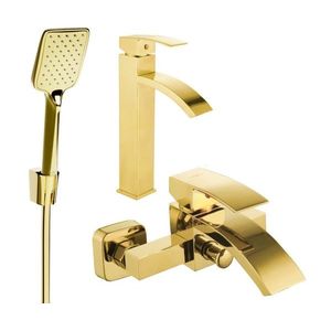 MEXEN/S Libra R62 Set umyvadlové a vanové baterie s příslušenstvím, zlato 745113R62-50 obraz