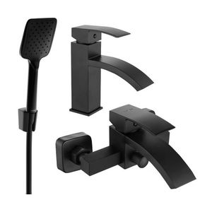 MEXEN/S Libra R62 Set umyvadlové a vanové baterie s příslušenstvím, černá 745103R62-70 obraz