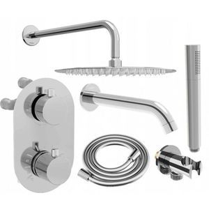 MEXEN/S Kai DR70 podomítkový vanový SET s výtokovou hubicí + slim sprcha 30, chrom 77602DR70301-00 obraz