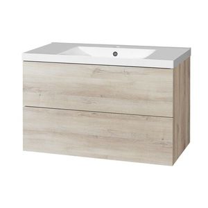 Mereo Aira, koupelnová skříňka s umyvadlem z litého mramoru 101 cm, dub Kronberg CN722M obraz