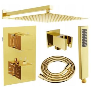 MEXEN/S Cube DR02 podomítkový sprchový SET + slim sprcha 25, zlatý 77502DR0225-50 obraz