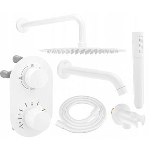 MEXEN/S Kai DR70 podomítkový vanový SET s výtokovou hubicí + slim sprcha 30, bílá 77602DR70301-20 obraz