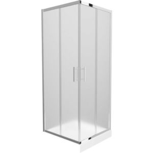 MEXEN/S Rio čtvercový sprchový kout 80 x 80, mráz, chrom + vanička se sifonem Rio, bílá 860-080-080-01-30-4510 obraz