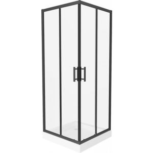 MEXEN/S Rio čtvercový sprchový kout 80 x 80, transparent, černý + vanička se sifonem Rio, bílá 860-080-080-70-00-4510 obraz