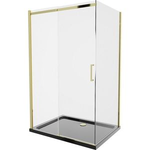 MEXEN/S Omega sprchový kout 100x90, transparent, zlatá + černá vanička se sifonem 825-100-090-50-00-4070G obraz