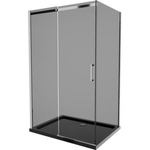 MEXEN/S Omega sprchový kout 120x80, grafit, chrom + černá vanička se sifonem 825-120-080-01-40-4070 obraz