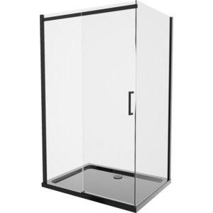 MEXEN/S Omega sprchový kout 120x80, transparent, černá + černá vanička se sifonem 825-120-080-70-00-4070B obraz