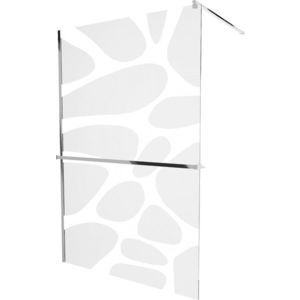 MEXEN/S KIOTO Sprchová zástěna WALK-IN s poličkou a držákem ručníků 120 x 200, bílý dekor 8 mm, chrom 800-120-121-01-97 obraz