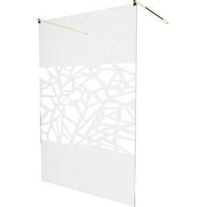 MEXEN/S KIOTO samostatně stojící sprchová zástěna 110 x 200, transparent/bílá vzor 8 mm, zlatá 800-110-002-50-85 obraz