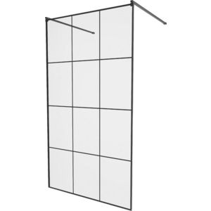 MEXEN/S KIOTO samostatně stojící sprchová zástěna 110 x 200, transparent/černá vzor 8 mm, černá 800-110-002-70-77 obraz