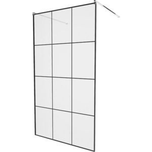 MEXEN/S KIOTO samostatně stojící sprchová zástěna 120 x 200, transparent/černá vzor 8 mm, chrom 800-120-002-01-77 obraz