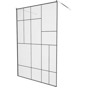 MEXEN/S KIOTO samostatně stojící sprchová zástěna 120 x 200, transparent/černá vzor 8 mm, chrom 800-120-002-01-78 obraz