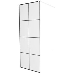 MEXEN/S KIOTO Sprchová zástěna WALK-IN 70 x 200, transparent/černý vzor 8 mm, bílá 800-070-101-20-77 obraz