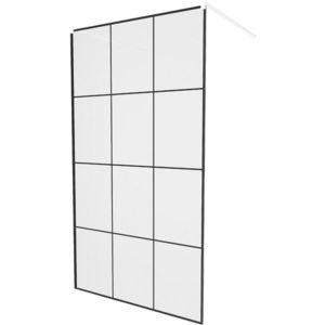 MEXEN/S KIOTO samostatně stojící sprchová zástěna 110 x 200, transparent/černý vzor 8 mm, bílá 800-110-002-20-77 obraz