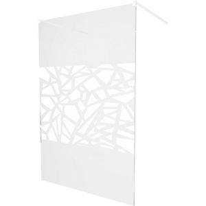 MEXEN/S KIOTO samostatně stojící sprchová zástěna 120 x 200, transparent/bílý vzor 8 mm, bílá 800-120-002-20-85 obraz