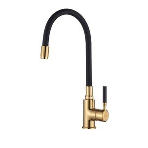 INVENA Dřezová baterie GLAMOUR flexibilní výtok, černá/zlato BZ-02-L17-V obraz