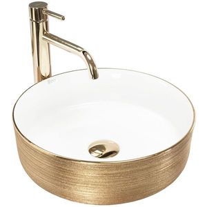 REA Umyvadlo na desku Sami White Brush Gold REA-U6630 obraz