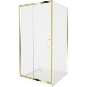 MEXEN/S Apia Sprchový kout 90x90, transparent, zlato + vanička se sifonem 840-090-090-50-00-4010G obraz